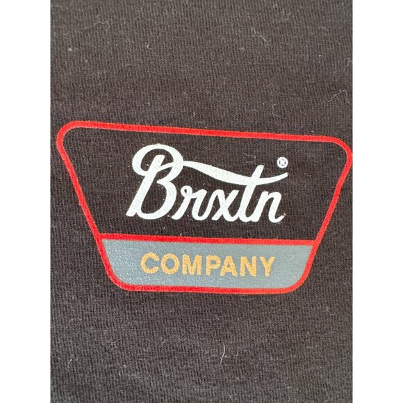 Brixton Mens Standard Fit Black T-Shirt Size M 100% Cotton Graphic Logo Front & - Picture 3 of 7